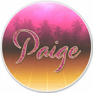 Paige First Name golden pink sticker sticker