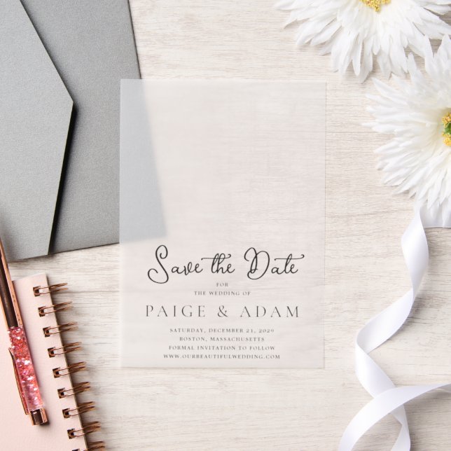 Paige Modern Wedding Save the Date Vellum Invitations (Wedding)