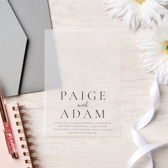 Paige Modern Wedding Vellum Invitations (Wedding)