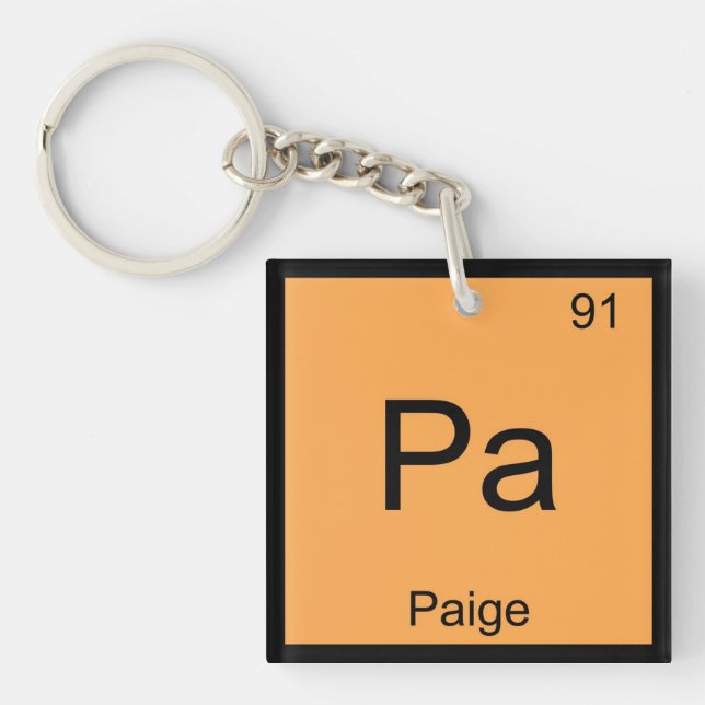 Paige Name Chemistry Element Periodic Table Key Ring (Front)
