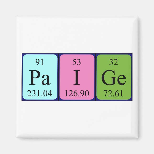 Paige periodic table name magnet (Front)