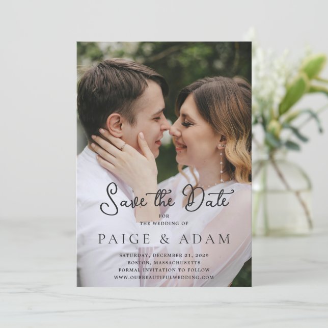 Paige Photo Modern Wedding Save The Date (Standing Front)
