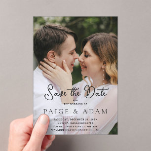 Paige Photo Modern Wedding Save the Date Acrylic Invitations