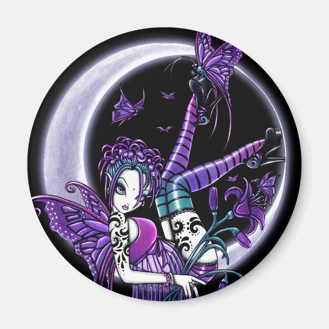 "Paige" Rainbow Butterfly Moon Fairy Magnet (Front)