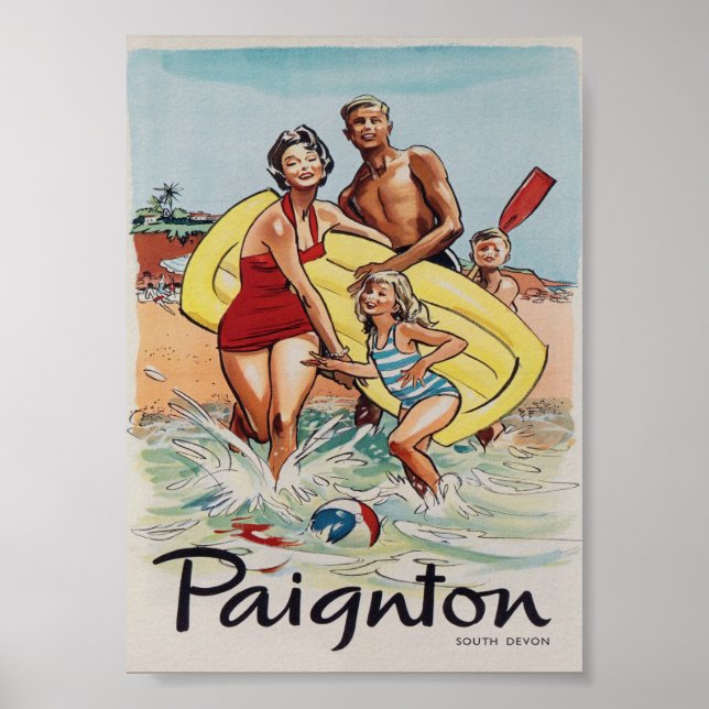 Paignton United Kingdom Vintage Travel Poster (Front)