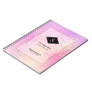 Pail pink and yellow iridescent glass texture notebook
