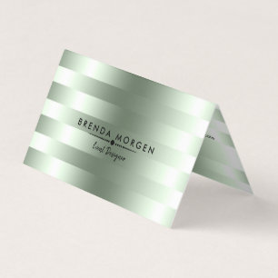 Pail Sage-green Stripes Pattern Business Card
