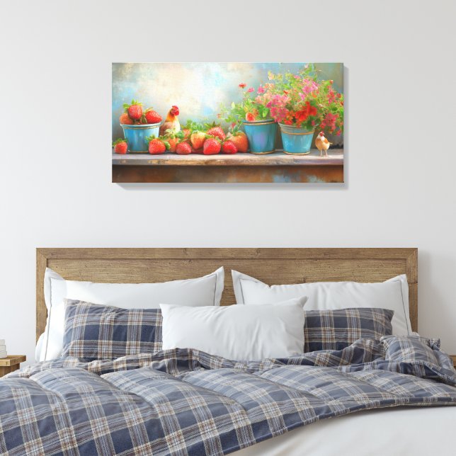 Pails of Strawberries  Canvas Print (Insitu(Bedroom))