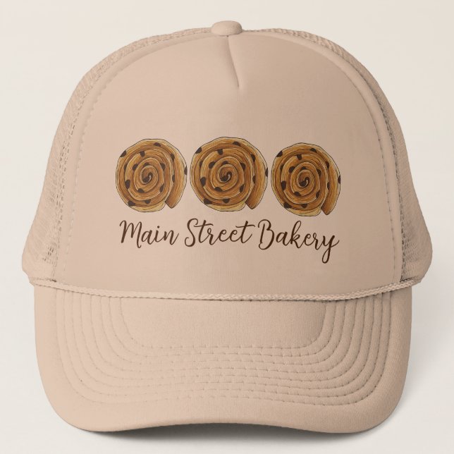 Pain Aux Raisins French Patisserie Bakery Food Trucker Hat (Front)