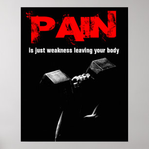 Pain Bodybuilding Fitness Inspirational Dumbell Poster