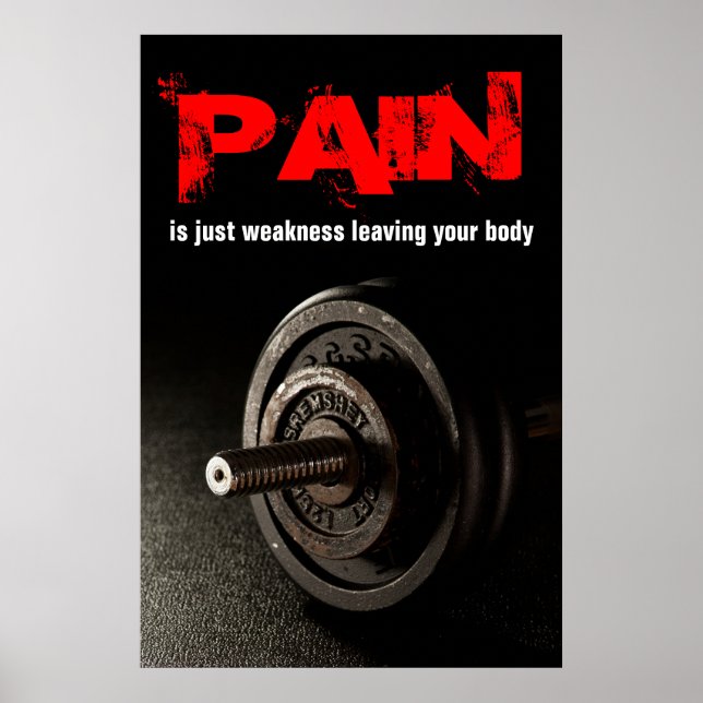 Pain Bodybuilding Fitness Inspirational Dumbell Poster (Front)