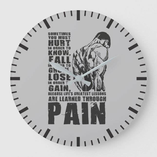 Pain - Greatest Lessons - Gym Workout Motivational Large Clock (Front)