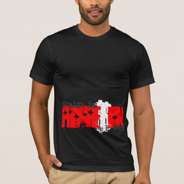 Pain is Progression Red Cross T-Shirt (Front)