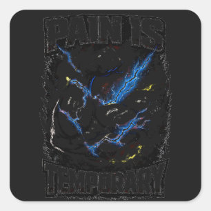Pain Is Temporary – Endurance Gym Mindset Square Sticker