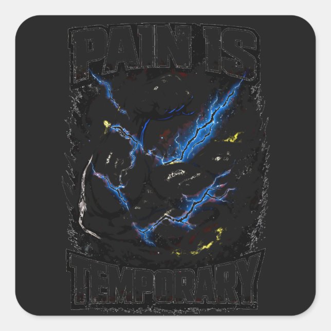 Pain Is Temporary – Endurance Gym Mindset Square Sticker (Front)