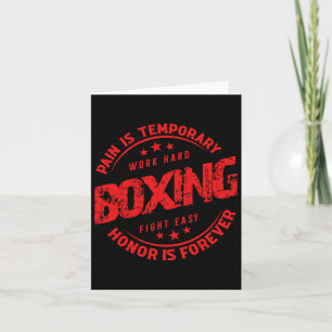 Pain Is Temporary Work Hard Boxing Fight Easy Hono Card