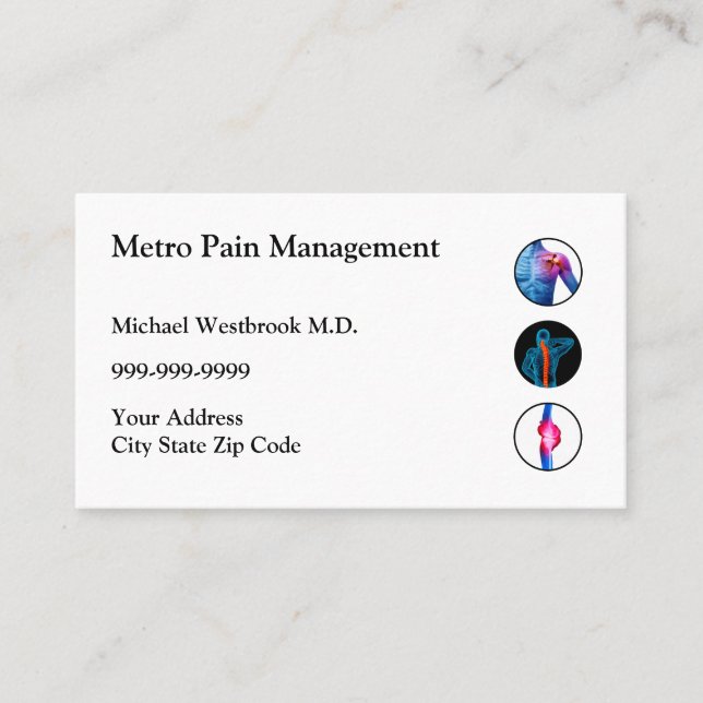 Pain Management Doctor Office Business Card (Front)