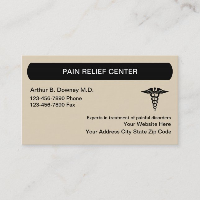 Pain Relief Management Medical Business Card (Front)