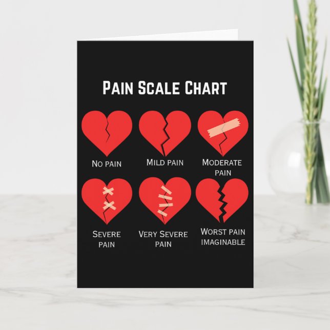 Pain Scale Chart Design For Funny Valentine's Day  Card (Front)