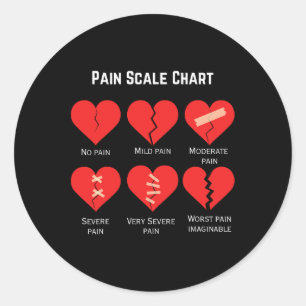 Pain Scale Chart Design For Funny Valentine's Day  Classic Round Sticker