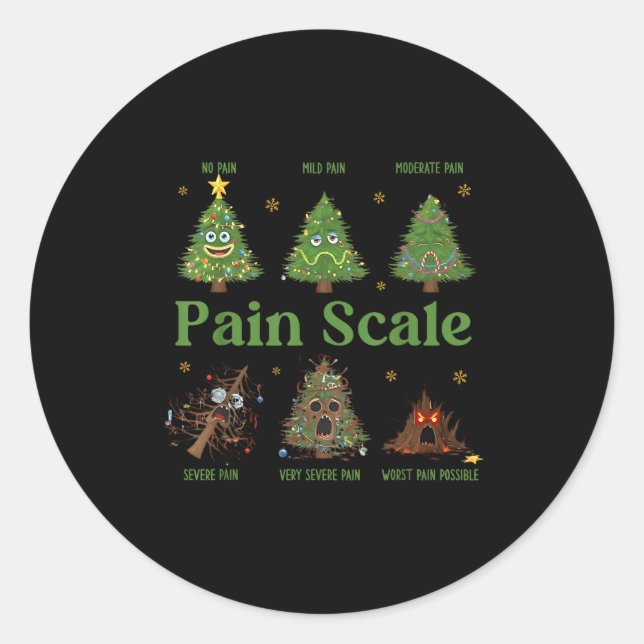 Pain Scale Christmas Funny Tree Xmas Nurse Holiday Classic Round Sticker (Front)