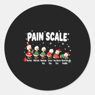 Pain Scale Cute Duck Christmas Nurse Triage Pain E Classic Round Sticker