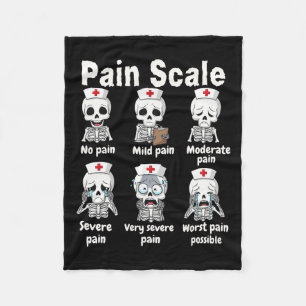 Pain Scale Cute Nurse Skeleton Halloween Trauma Fu Fleece Blanket