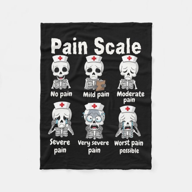 Pain Scale Cute Nurse Skeleton Halloween Trauma Fu Fleece Blanket (Front)