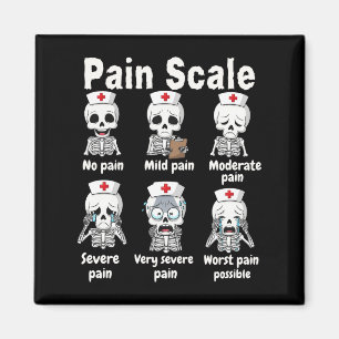 Pain Scale Cute Nurse Skeleton Halloween Trauma Fu Magnet