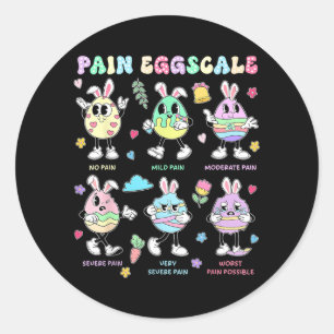 Pain Scale Easter Day Cute Bunny Eggs Nurse Triage Classic Round Sticker