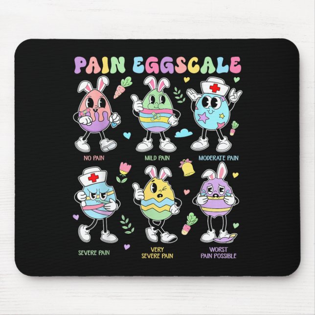 Pain Scale Easter Day Cute Bunny Eggs Nurse Triage Mouse Mat (Front)