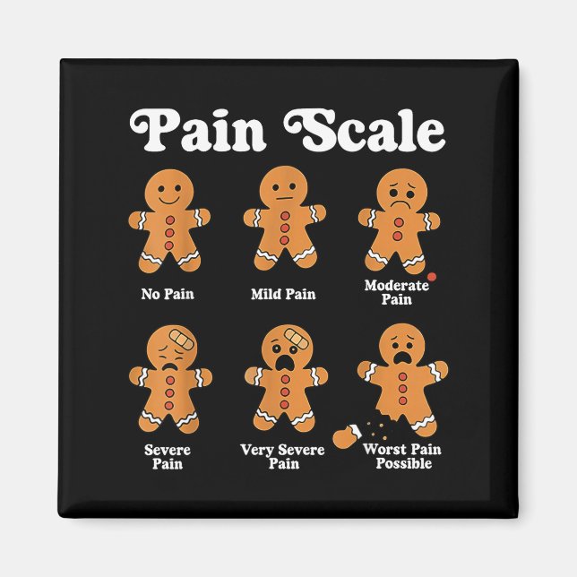 Pain Scale Funny Gingerbread Christmas Nurse Pain  Magnet (Front)