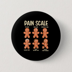 Pain Scale Funny Gingerbread Man Christmas Nurse H 6 Cm Round Badge