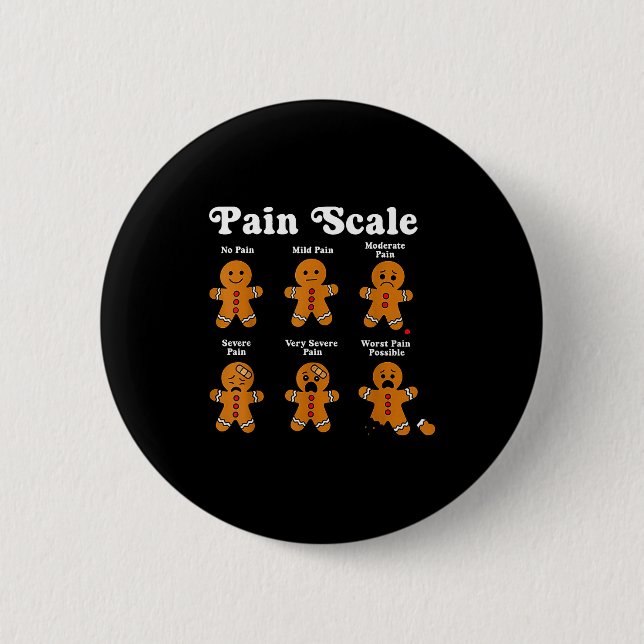 Pain Scale Funny Gingerbread Man Christmas Nurse H 6 Cm Round Badge (Front)