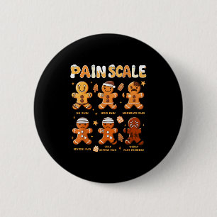 Pain Scale Funny Gingerbread Man Christmas Nurse H 6 Cm Round Badge