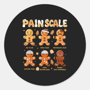 Pain Scale Funny Gingerbread Man Christmas Nurse H Classic Round Sticker