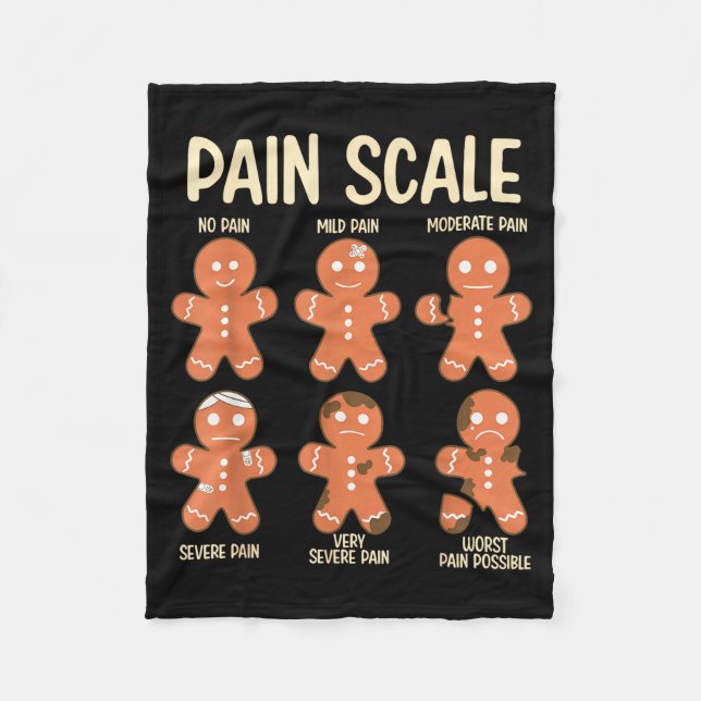 Pain Scale Funny Gingerbread Man Christmas Nurse H Fleece Blanket (Front)