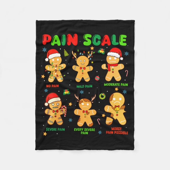 Pain Scale Funny Gingerbread Man Christmas Nurse H Fleece Blanket (Front)