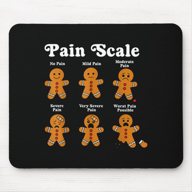 Pain Scale Funny Gingerbread Man Christmas Nurse H Mouse Mat (Front)