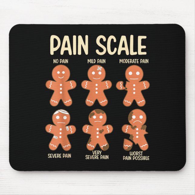 Pain Scale Funny Gingerbread Man Christmas Nurse H Mouse Mat (Front)