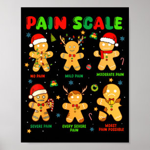 Pain Scale Funny Gingerbread Man Christmas Nurse H Poster