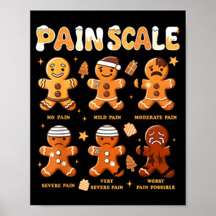 Pain Scale Funny Gingerbread Man Christmas Nurse H Poster