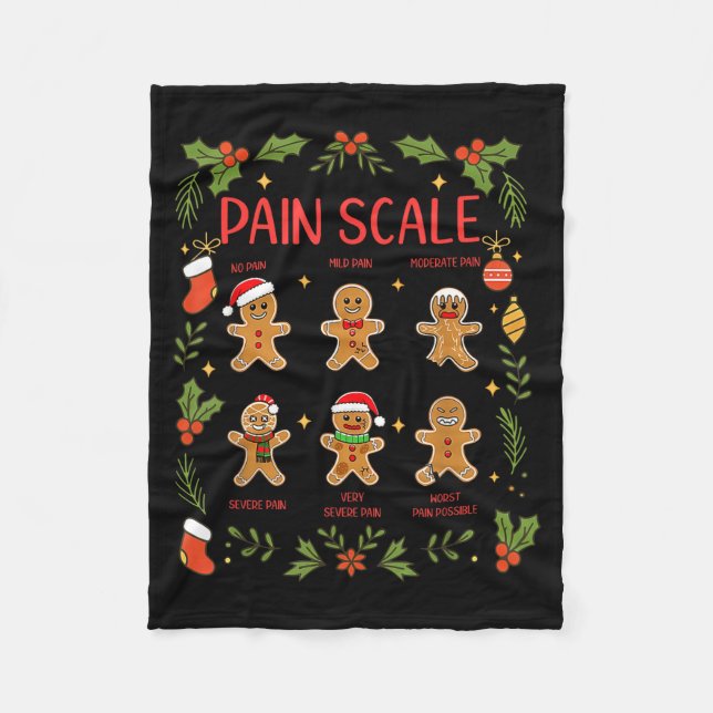 Pain Scale Gingerbread Essment Rn Er Nurse Christm Fleece Blanket (Front)