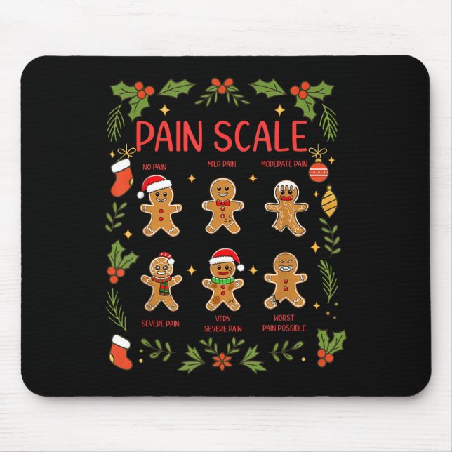 Pain Scale Gingerbread Essment Rn Er Nurse Christm Mouse Mat (Front)