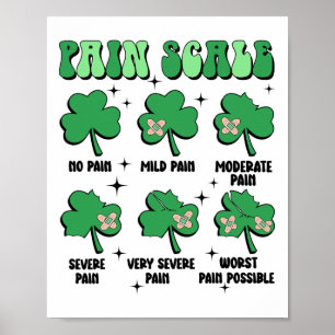 Pain Scale Nurse Doctor St Patricks Day Clover Icu Poster