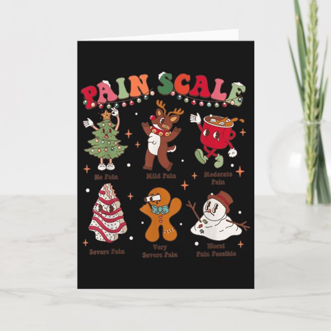Pain Scale Retro Christmas Nurse Triage And Pain E Card (Front)