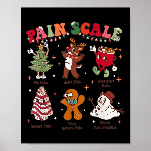 Pain Scale Retro Christmas Nurse Triage And Pain E Poster (Front)