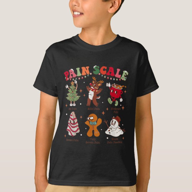 Pain Scale Retro Christmas Nurse Triage And Pain E T-Shirt (Front)