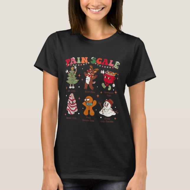 Pain Scale Retro Christmas Nurse Triage And Pain E T-Shirt (Front)