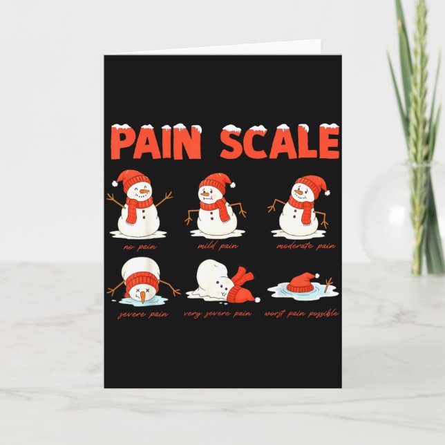 Pain Scale Snowman Funny Nurse Christmas Icu Nurse Card (Front)